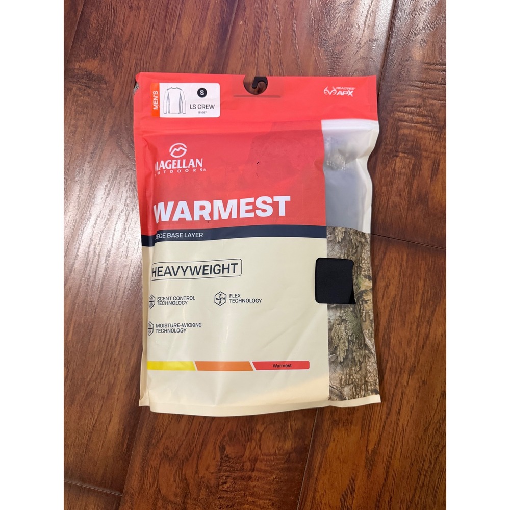 Magellan Outdoors Base Layer Mens S Black New Heavyweight Fleece LS Crew Hunting